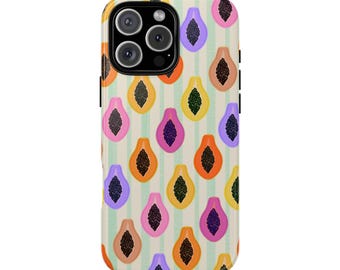 Papaya Pattern Phone Case, Tropical Fruit Tough Cover
