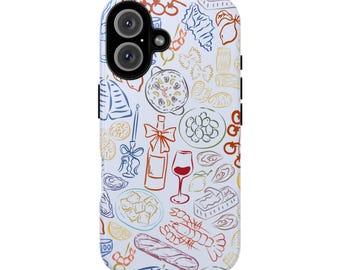 Funda para teléfono con comida italiana: diseño de sardinas de verano mediterráneo