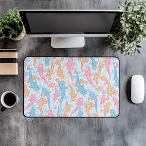 Whale Shark Desk Mat Cute Sea Life Coral Reef Desk Pad Ocean Gaming Mouse Pad Aesthetic Sea Life Kawaii Shark Office Decor for Workstation