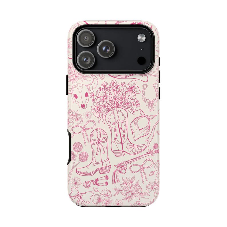 Telefoonhoesje Cowgirl: Pink Western Line Art - iPhone, Samsung, Pixel afbeelding 5