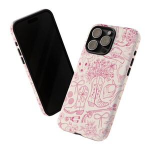 Telefoonhoesje Cowgirl: Pink Western Line Art - iPhone, Samsung, Pixel afbeelding 7