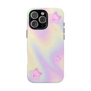 Pastel Star Phone Case Cute Aesthetic Gradient Cover Soft Holographic Case awaii Y2K Soft Case Colorful Girly Case