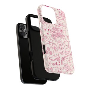 Telefoonhoesje Cowgirl: Pink Western Line Art - iPhone, Samsung, Pixel afbeelding 4