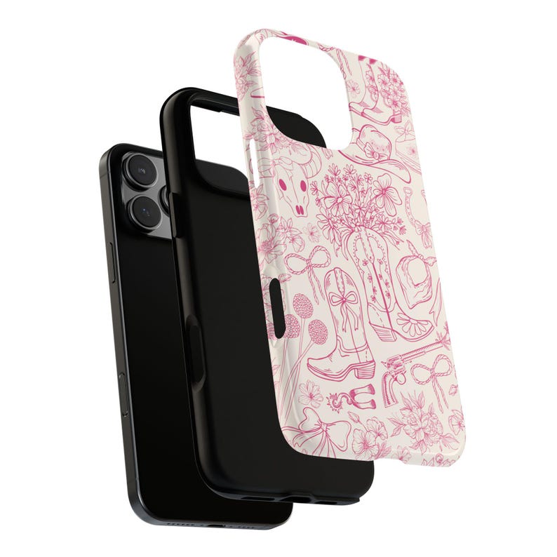 Telefoonhoesje Cowgirl: Pink Western Line Art - iPhone, Samsung, Pixel afbeelding 4