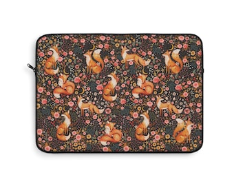 Housse pour ordinateur portable Fox Floral : Étui pour ordinateur Cottagecore Woodland