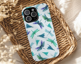 Dragonfly Phone Case: Blue Insect Art, Tough Dual Layer