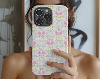 Tennis Phone Case: Minimalist Bow Floral Design, iPhone, Samsung, Pixel Tough Case