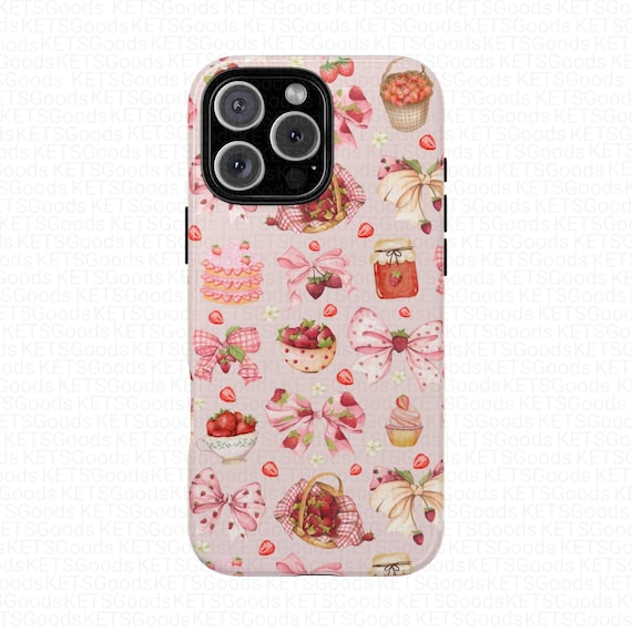 Strawberry Shortcake Phone Case: Cottagecore Bow Design, Impact Resistant -  Etsy