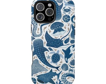 Funda para teléfono con diseño de vida marina de la Marina / Funda magnética resistente a impactos