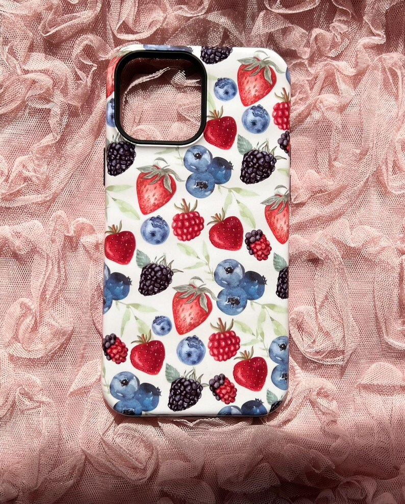 Watercolor Berries MagSafe Phone Case: iPhone 17/16/15/14/13 Magnetic Tough Case image 1