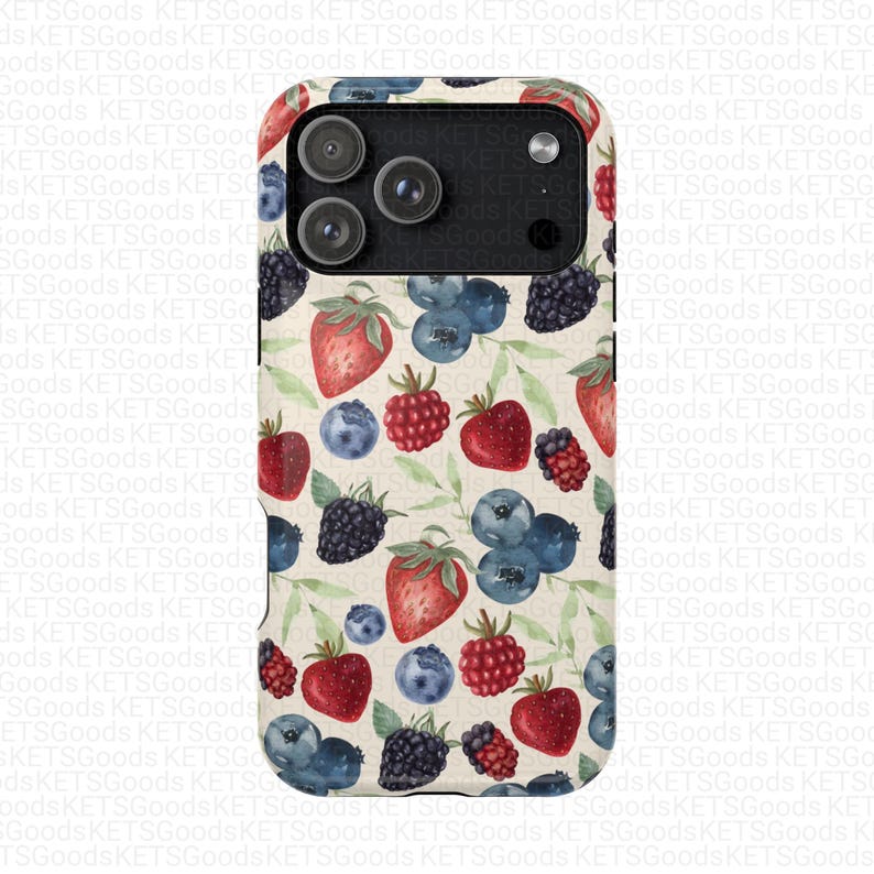 Watercolor Berries MagSafe Phone Case: iPhone 17/16/15/14/13 Magnetic Tough Case image 3
