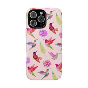 Funda para teléfono con diseño floral de colibrí: protección natural y colorida