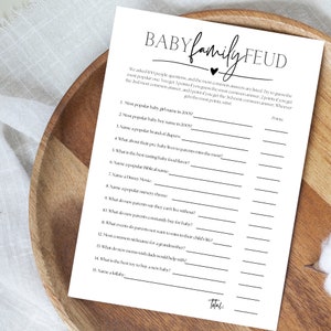 Baby Shower Game Family Feud, Baby Shower Games Printable, Family Feud Game, Gender Neutral, Instant Download, Modern Baby Shower