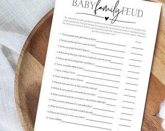 Baby Shower Game Family Feud, Baby Shower Games Printable, Family Feud Game, Gender Neutral, Instant Download, Modern Baby Shower