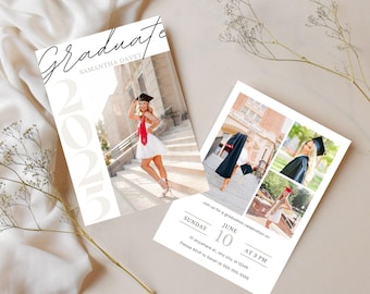 Graduation Party Invitation Template, Minimalist Graduation Announcement, Modern Graduation Party Invite, Photo Grad Invite Download