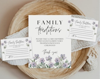 Baby in Bloom Family Traditions Sign and Card, Baby Shower, Share a Memory, Wildflower Baby Shower, Boho Baby Shower, Instant Download
