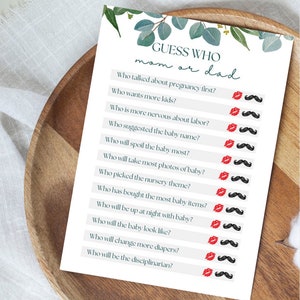 Jeu pour maman ou papa, jeu imprimable pour baby shower, modèle de baby shower de verdure, shower de fleurs, téléchargement immédiat
