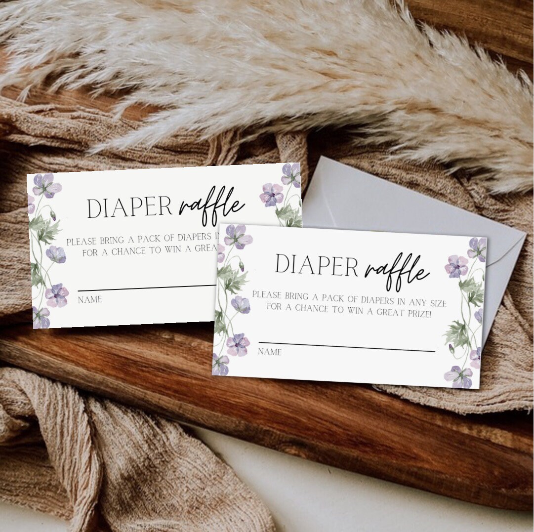Baby in Bloom Diaper Raffle Sign and Tickets, Baby Shower Diaper Raffle ...