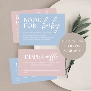 Minimalist Books for Baby card and Diaper Raffle ticket, Modern baby shower, It takes two babies, Printable Baby shower insert card