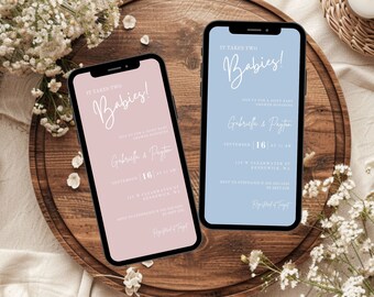 Joint Baby Shower Invitation, Double Baby Shower Evite, Joint Baby Shower Text Invite, Electronic Invitation, Modern Baby Shower