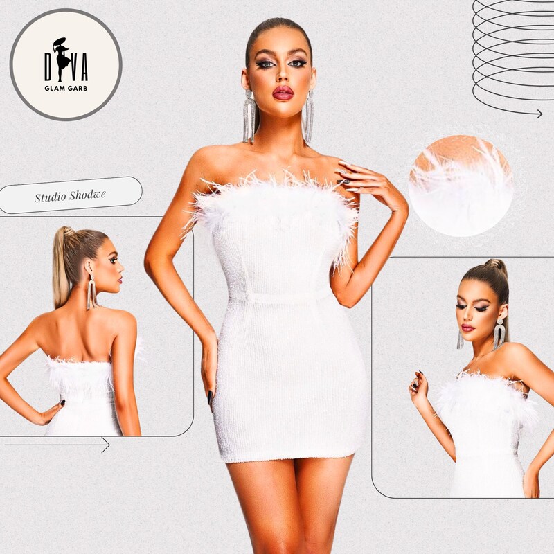Off White Feather Dress