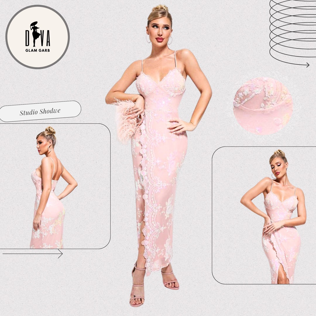 Mixie Mesh Open Slit Dress-Flower Print