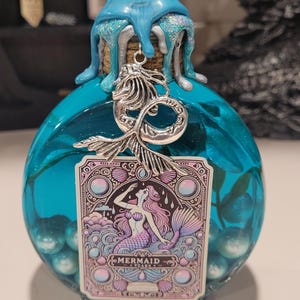 Mermaid Tears (Design #1)!  Magical Apothecary Glass Potion | Sensory Bottle | Witchy Decor |Apothecary Art | Poison Elixir | Fantasy Oddity