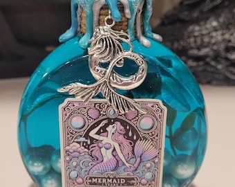 Mermaid Tears (Design #1)!  Magical Apothecary Glass Potion | Sensory Bottle | Witchy Decor |Apothecary Art | Poison Elixir | Fantasy Oddity