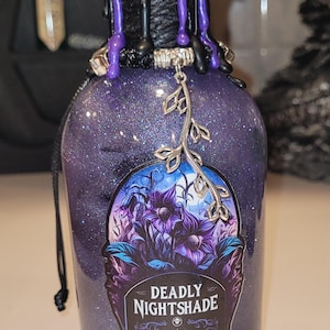 Deadly Nightshade! (Design #1) Magical Apothecary Glass Potion | Sensory Bottle | Witchy Decor | Poison Elixir | Fantasy Oddities image 10