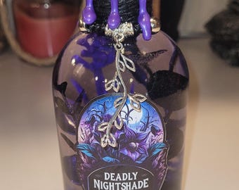 Deadly Nightshade! (Design #1)  Magical Apothecary Glass Potion | Sensory Bottle | Witchy Decor | Poison Elixir | Fantasy Oddities