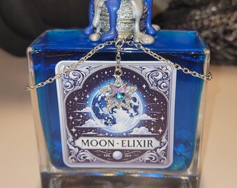 Moon Elixir (Design #1)!  Magical Apothecary Glass Potion | Sensory Bottle | Witchy Decor | Apothecary Art | Poison Elixir | Fantasy Oddity