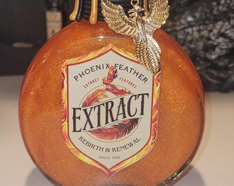Phoenix Feather Extract (Design #4)!  Magical Apothecary Glass Potion | Sensory Bottle | Witchy Decor | Apothecary Elixir | Fantasy Oddity