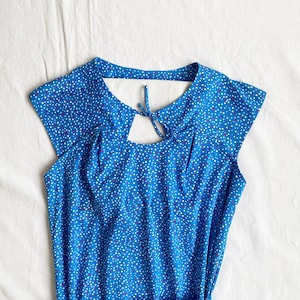 True vintage 1980s French Summer Dress / Polka Dot Fabric / EUR 42 / UK14