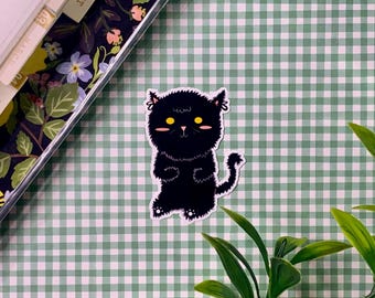 Black Cat Sticker: Glossy Vinyl, Waterproof, Cat Lover Gift