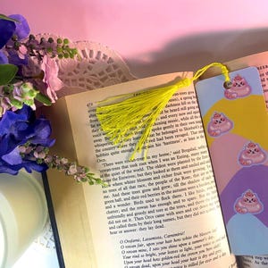 Sweet Cats Birthday Cake Bookmark | Cute Laminated Bookmark with Tassel | Gift for Cat Lovers | Kawaii Bookish Accessory | Cute Stationery