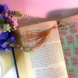 Sweet Cats Sweetheart Candy Bookmark | Cute Laminated Tassel Bookmark | Kawaii Valentine’s Day Gift for Cat Lovers & Bookworms