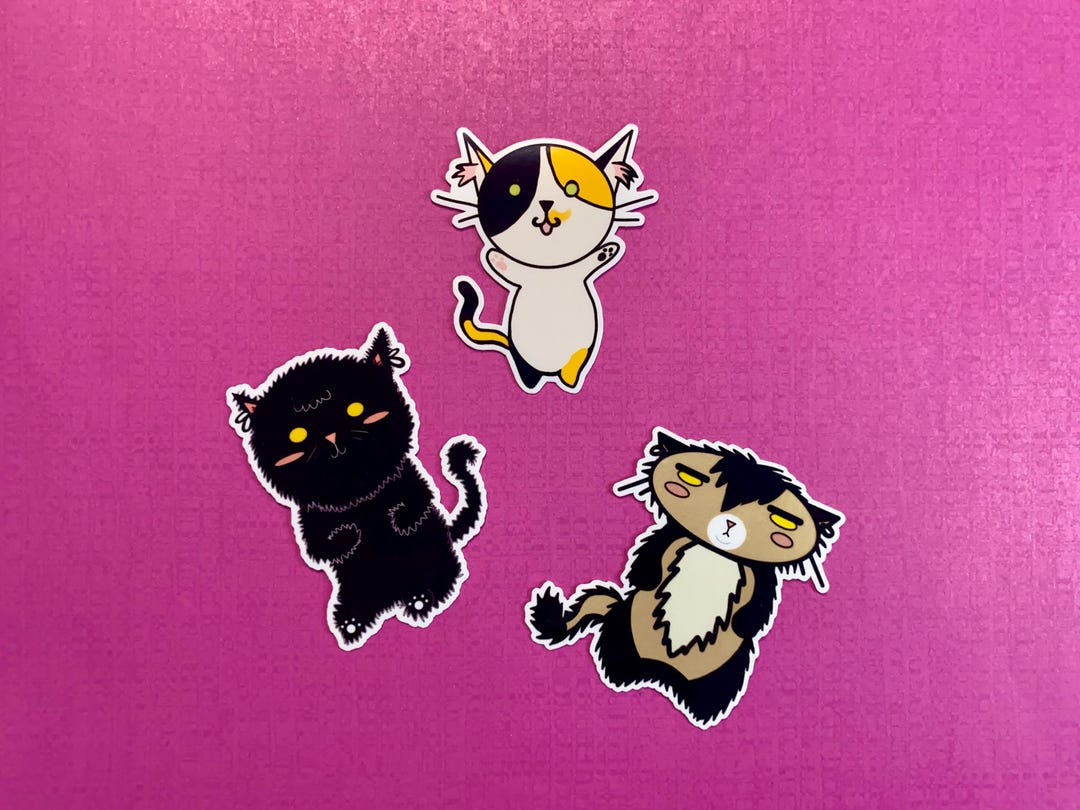 Laminated Cat Sticker Bundle: Waterproof Vinyl Decals - Etsy