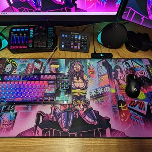 Tied Up Anime Girl Cyberpunk Design Mousepad Deskmat