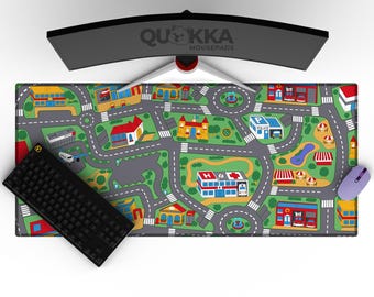 Kids Car Town from Childhood - Mousepad Deskmat Playmat (artist designed)