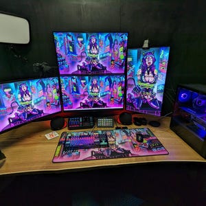 Tied Up Anime Girl Cyberpunk Design Mousepad Deskmat