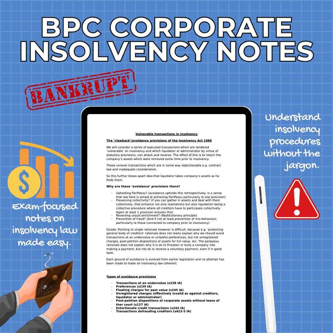 BPC Corporate Insolvency Law Notes | BPC Law | Oxford University ...