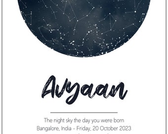 Digital Custom Star Map, Constellation, Personalised gift, Couples gift, Birthday gift, Newborn gift,Father's/Mother's day, Anniversary gift