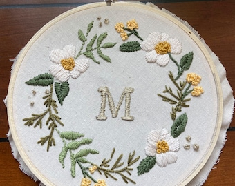 Patrón de bordado a mano de iniciales