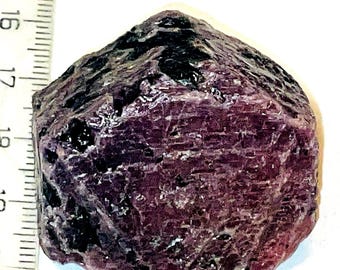 Raw Ruby Specimen, 60g Hexagonal Mineral for Jewelry Making