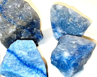 Blue Quartz Crystals - Natural 108g Healing Stones for Calming & Throat Chakra Activation, raw blue quartz- with nice layers