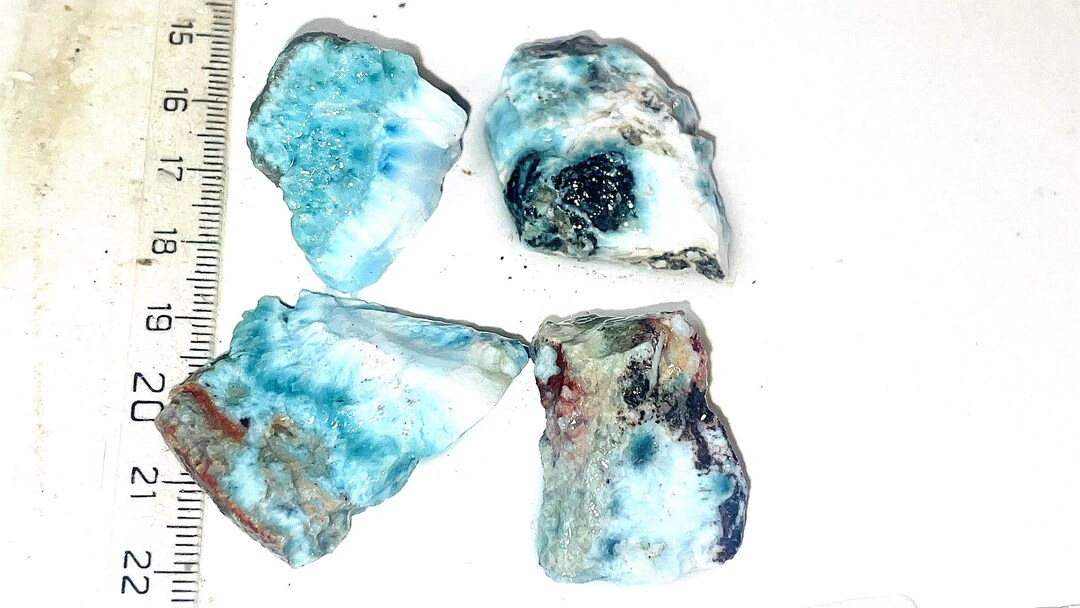 Larimar Gemstones-rare Kinds Blue White Rough Crystals 48g- TOP Quality ...