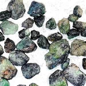 Large pack of Green Grossular Garnet - 177g  Tsavorite with Gold Silver color Pyrite crystals, Chromium Garnet  stones, rough mineral