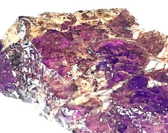 Espécime Mineral Purpurite - Pedra Púrpura para Cura do Chakra da Coroa, Pedra Preciosa Única de 70g, Decoração Espiritual, Cristais e Minerais, Pedra Bonita