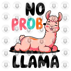 Pas de problème-lama mignon PNG, conception numérique drôle de t-shirt sans problème-lama, sublimation graphique, conception drôle aucun problème Phrase PNG téléchargement immédiat