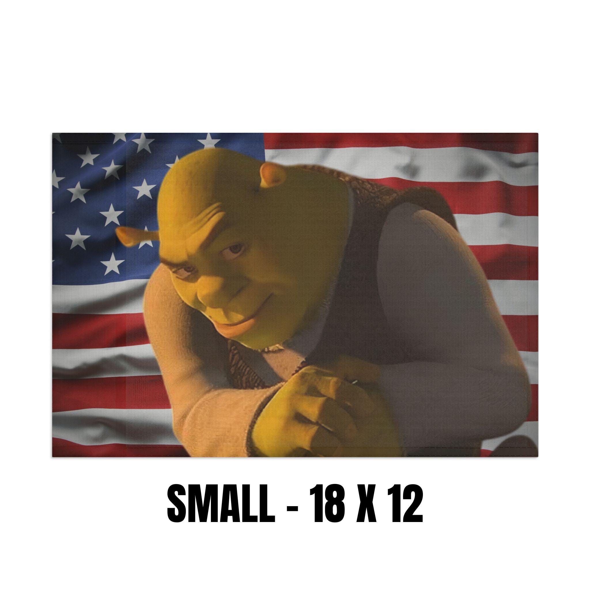 Shrek Fake Rizz Funny American Flag | Shrek Rizz Meme | Shrek the Third Fan Gift | Wall ...